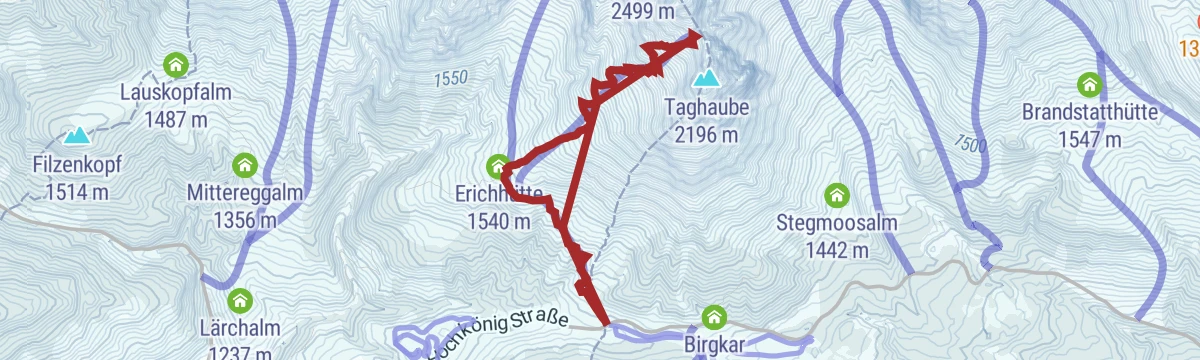 Route map: Skitour Taghaube (Taghaubenscharte)